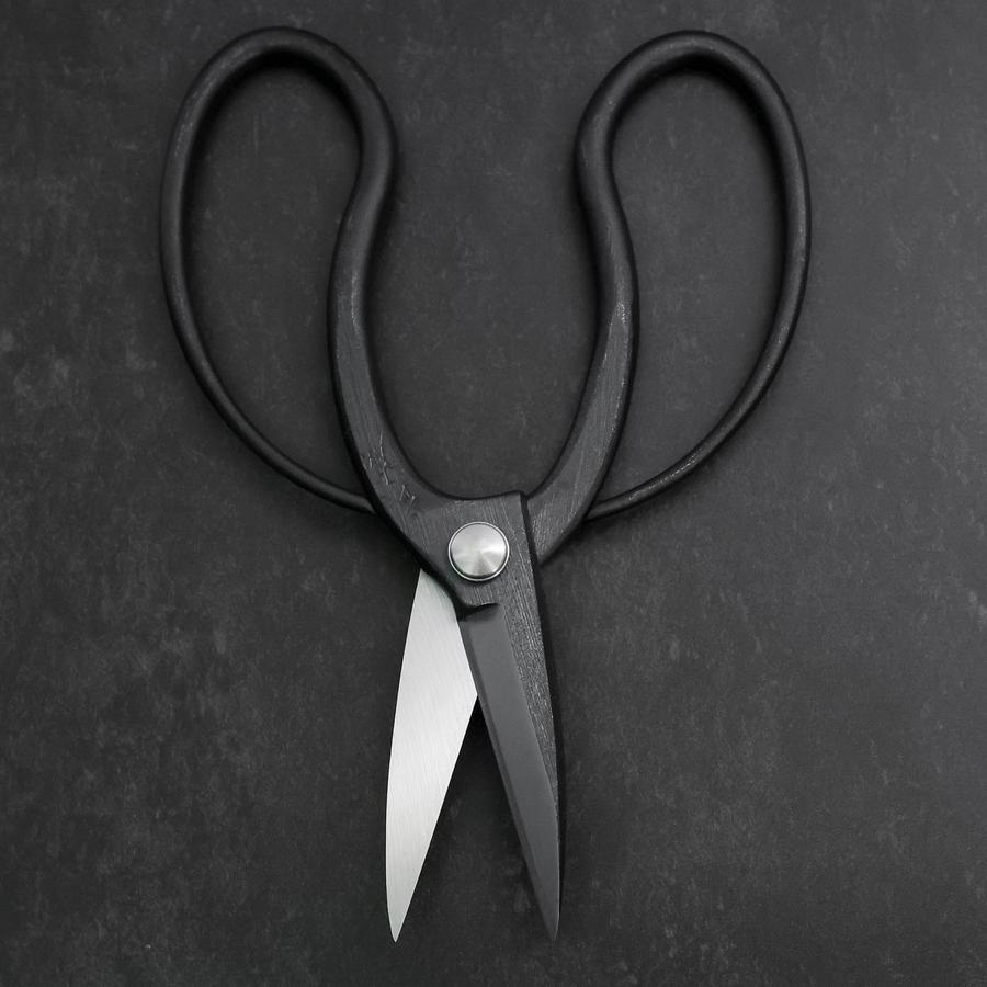 Black Musashi Ueki Pruning Shears / Garden Scissors Round Blue Steel #2 Forged Handmade 200mm