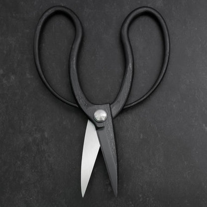 Black Musashi Ueki Pruning Shears / Garden Scissors Round Blue Steel #2 Forged Handmade 200mm