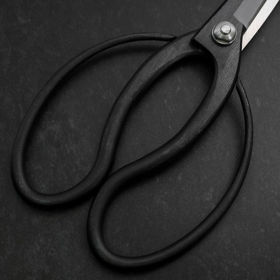 Black Musashi Ueki Pruning Shears / Garden Scissors Round Blue Steel #2 Forged Handmade 200mm