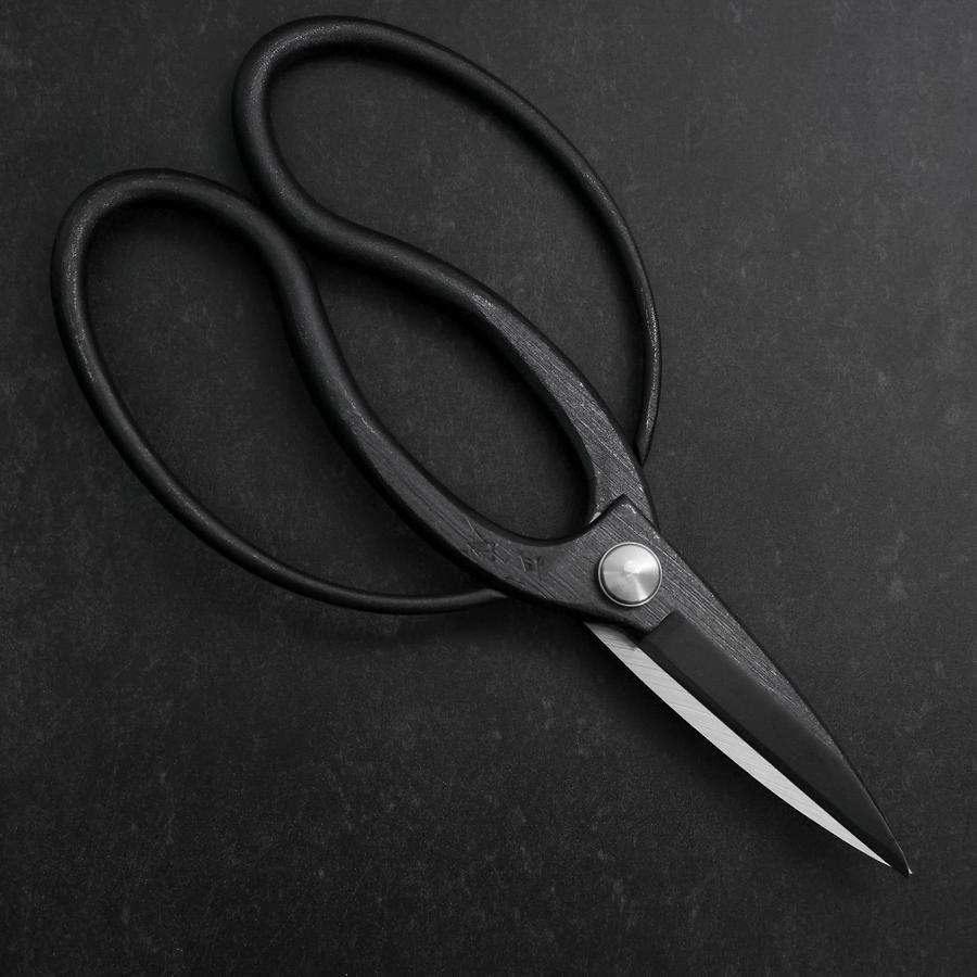 Black Musashi Ueki Pruning Shears / Garden Scissors Round Blue Steel #2 Forged Handmade 200mm