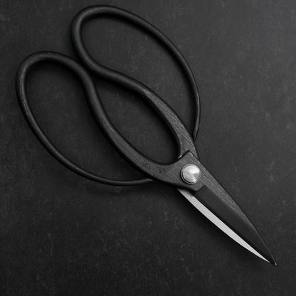 Black Musashi Ueki Pruning Shears / Garden Scissors Round Blue Steel #2 Forged Handmade 200mm