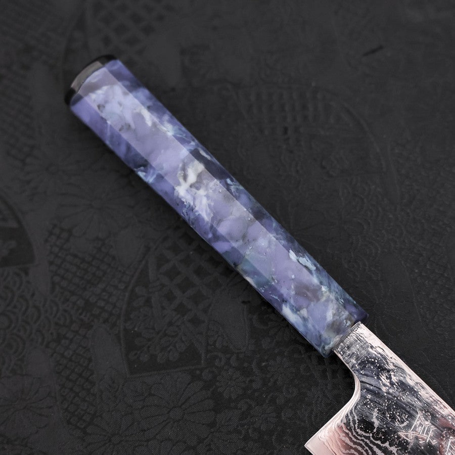Bunka AUS-10 Nashiji Damascus Mirror Ocean Blue Handle 170mm