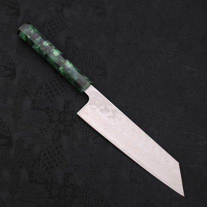 Bunka AUS-10 Nashiji Damascus Mirror Ocean Green Handle 170mm
