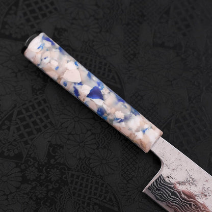 Bunka AUS-10 Nashiji Damascus Mirror Ocean White Mix Handle 170mm