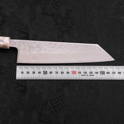 Bunka AUS-10 Nashiji Damascus Mirror Ocean White Mix Handle 170mm