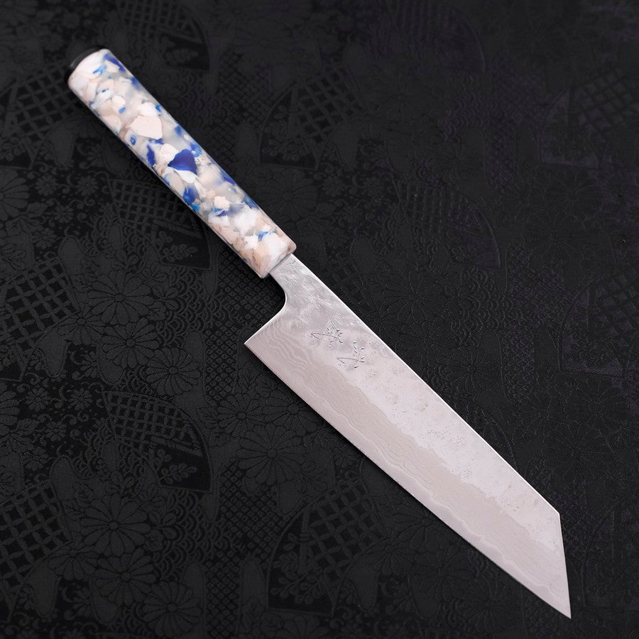 Bunka AUS-10 Nashiji Damascus Mirror Ocean White Mix Handle 170mm