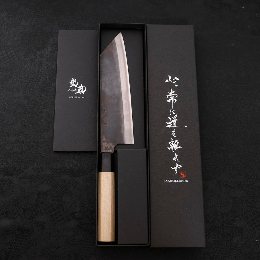 Bunka Blue Steel #1 Kurouchi Stainless Clad Buffalo Magnolia Handle 190mm