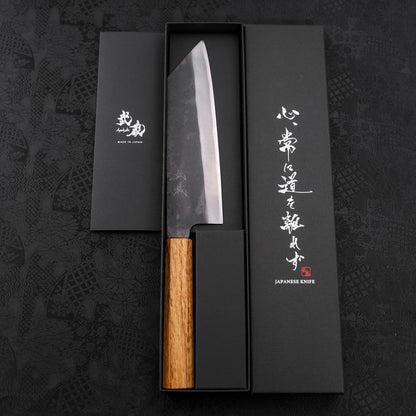 Bunka Blue Steel #1 Kurouchi Stainless Clad Oak Handle 190mm