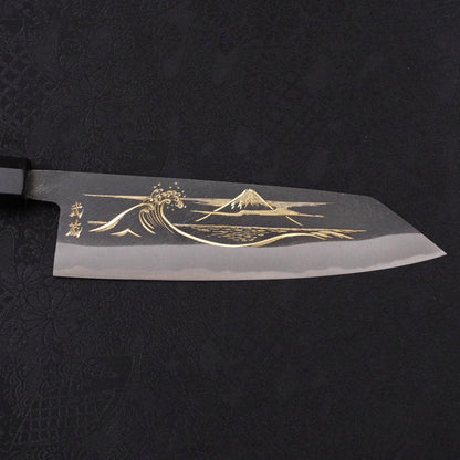 Bunka Blue Steel #2 Kurouchi Chokin Nami-Fuji Buffalo Ebony Handle 175mm