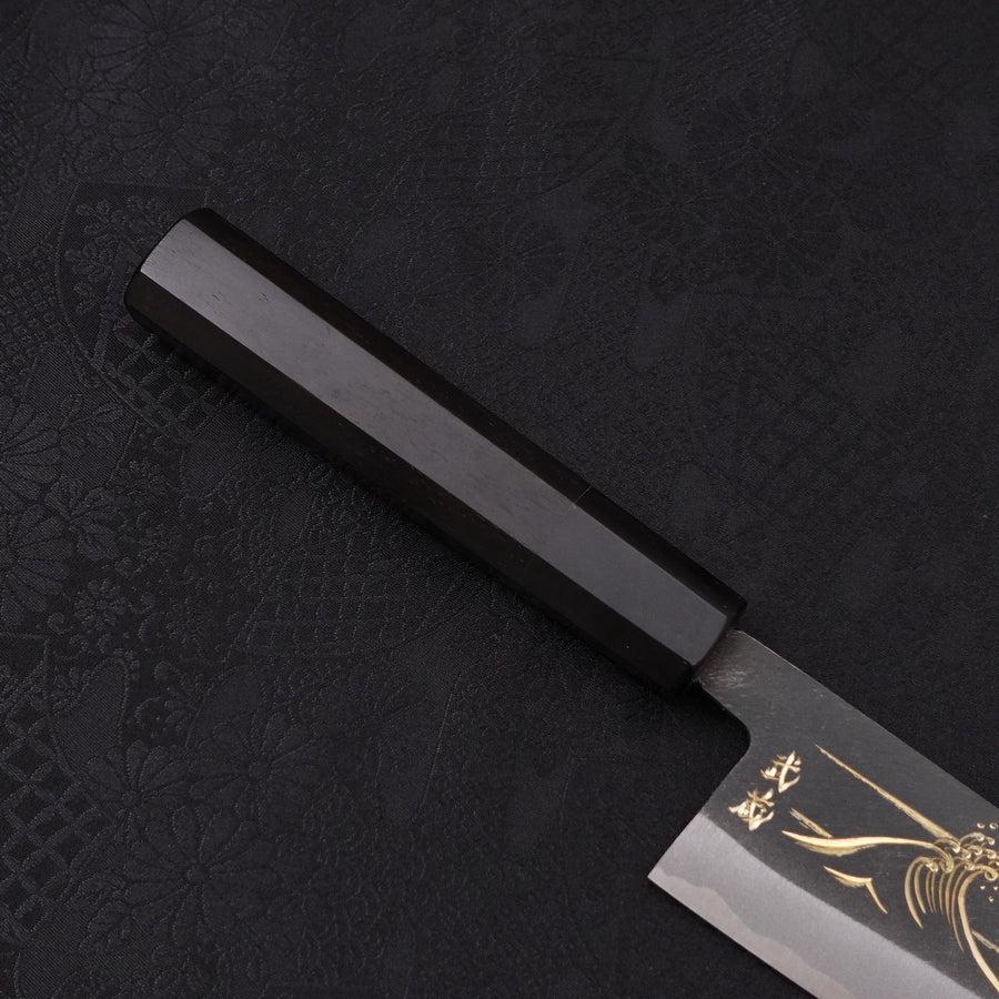 Bunka Blue Steel #2 Kurouchi Chokin Nami-Fuji Buffalo Ebony Handle 175mm