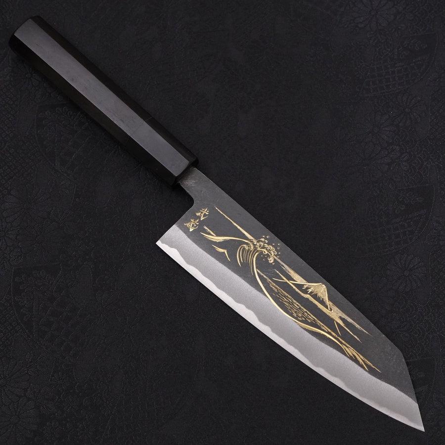 Bunka Blue Steel #2 Kurouchi Chokin Nami-Fuji Buffalo Ebony Handle 175mm