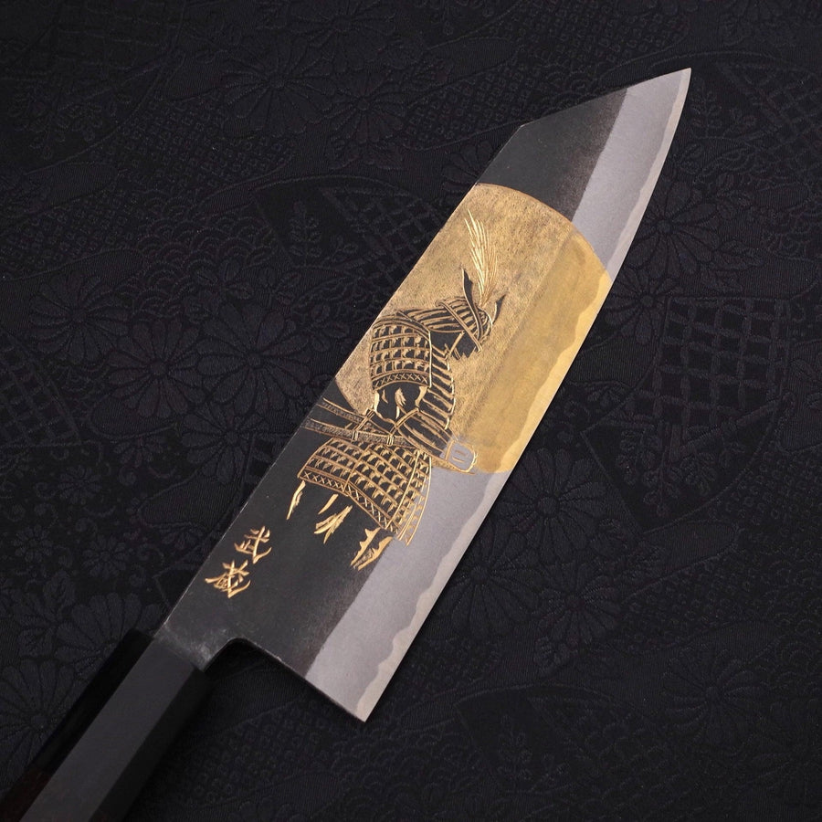 Bunka Blue Steel #2 Kurouchi Chokin Samurai Full Moon Buffalo Ebony Handle 175mm