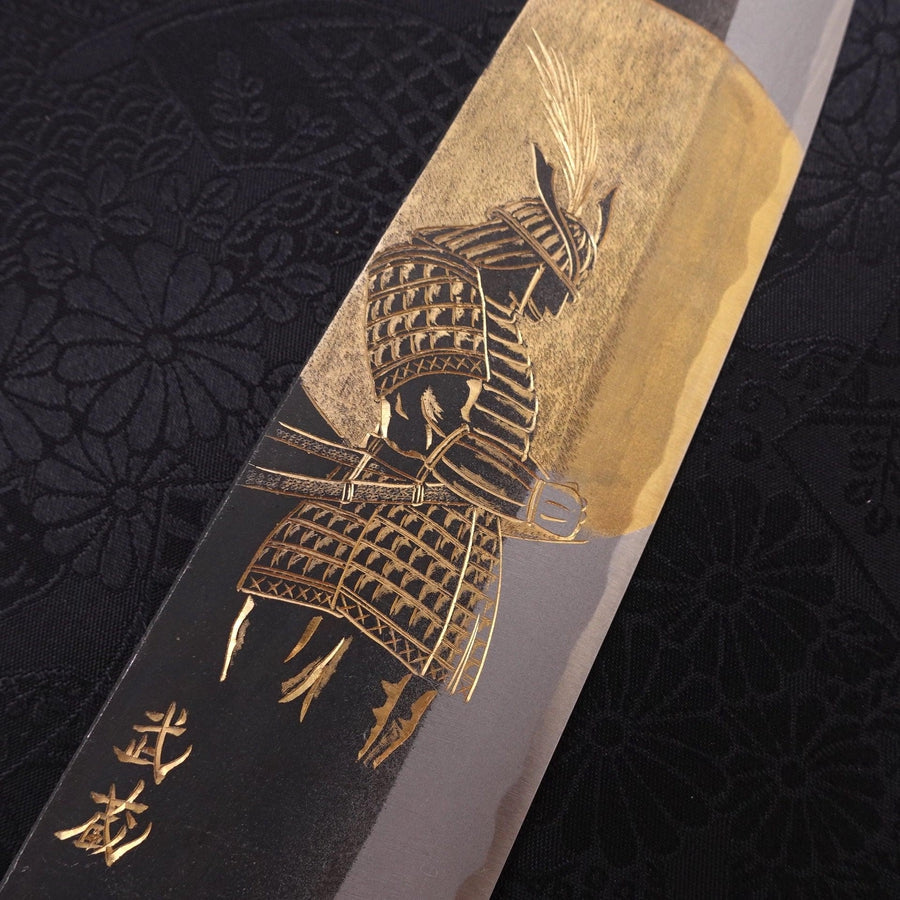 Bunka Blue Steel #2 Kurouchi Chokin Samurai Full Moon Buffalo Ebony Handle 175mm