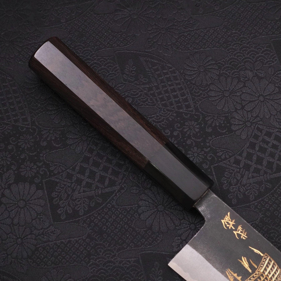 Bunka Blue Steel #2 Kurouchi Chokin Samurai Full Moon Buffalo Ebony Handle 175mm
