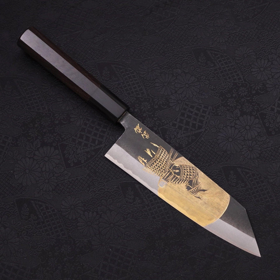 Bunka Blue Steel #2 Kurouchi Chokin Samurai Full Moon Buffalo Ebony Handle 175mm