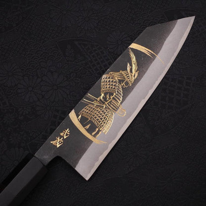 Bunka Blue Steel #2 Kurouchi Chokin Samurai New Moon Buffalo Ebony Handle 175mm