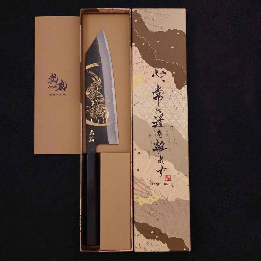 Bunka Blue Steel #2 Kurouchi Chokin Samurai New Moon Buffalo Ebony Handle 175mm