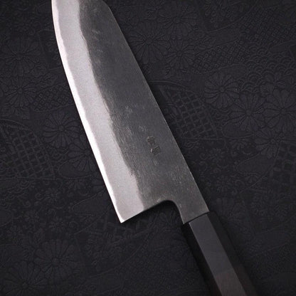 Bunka Blue Steel #2 Kurouchi Chokin Tiger-Bamboo Buffalo Ebony Handle 175mm