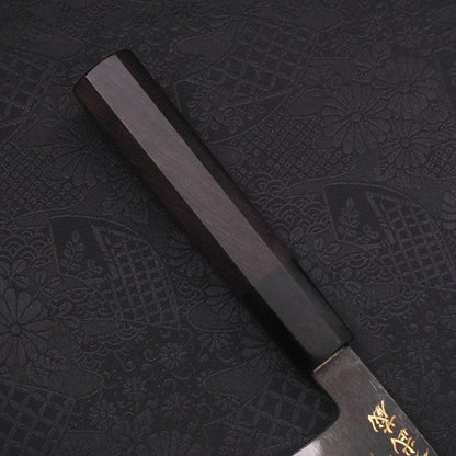 Bunka Blue Steel #2 Kurouchi Chokin Tiger-Bamboo Buffalo Ebony Handle 175mm
