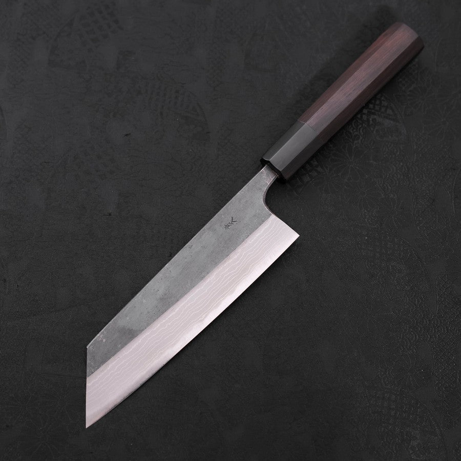 Bunka Blue Steel #2 Kurouchi Damascus Buffalo Ebony Handle 165mm