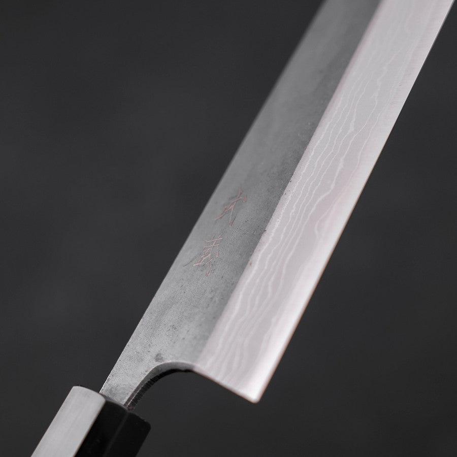 Bunka Blue Steel #2 Kurouchi Damascus Buffalo Teak Handle 165mm