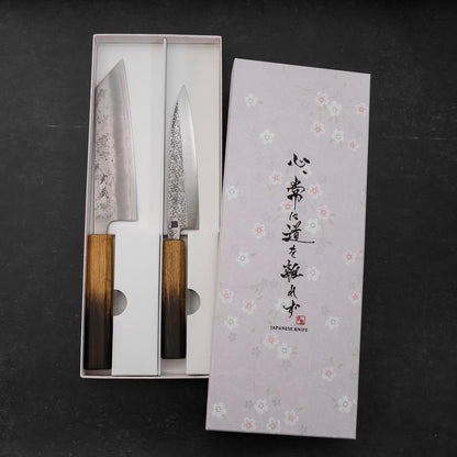 Bunka & Kaisaki Silver Steel #3 Vg-10 Nashiji Yaki Urushi Handle Sakura Set