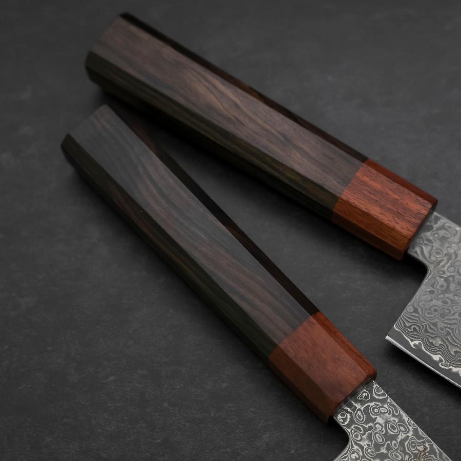 Bunka & Kiritsuke Petty VG-10 Damascus Shitan Ebony Sakura Set-[Musashi]-[Japanese-Kitchen-Knives]