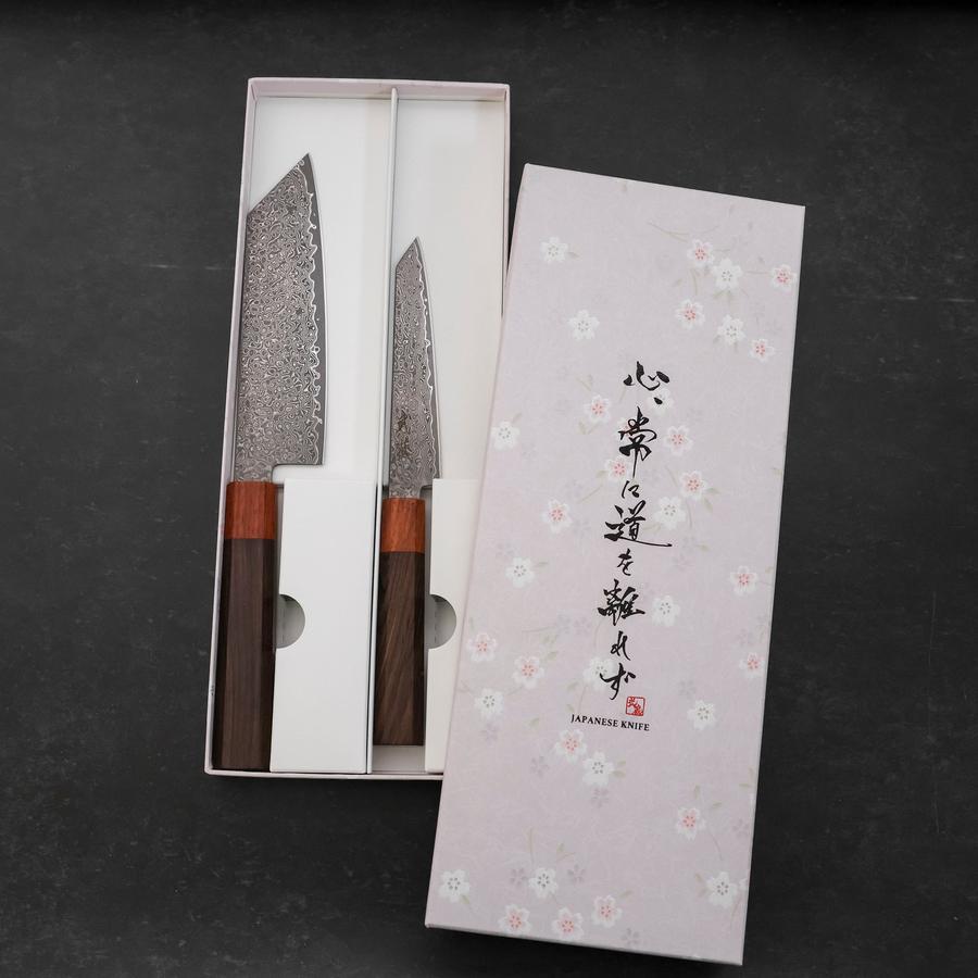 Bunka & Kiritsuke Petty VG-10 Damascus Shitan Ebony Sakura Set