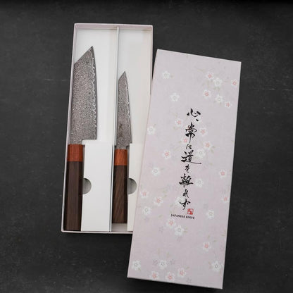 Bunka & Kiritsuke Petty VG-10 Damascus Shitan Ebony Sakura Set