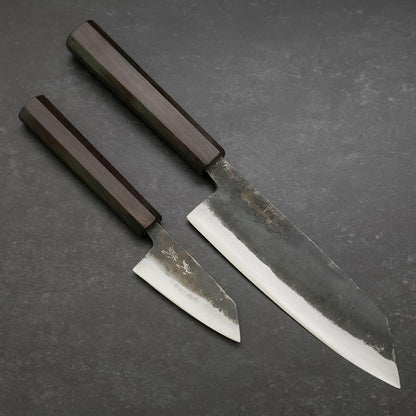 Bunka & Kobunka Blue Steel #2 Kurouchi Ebony Handle Sakura Set