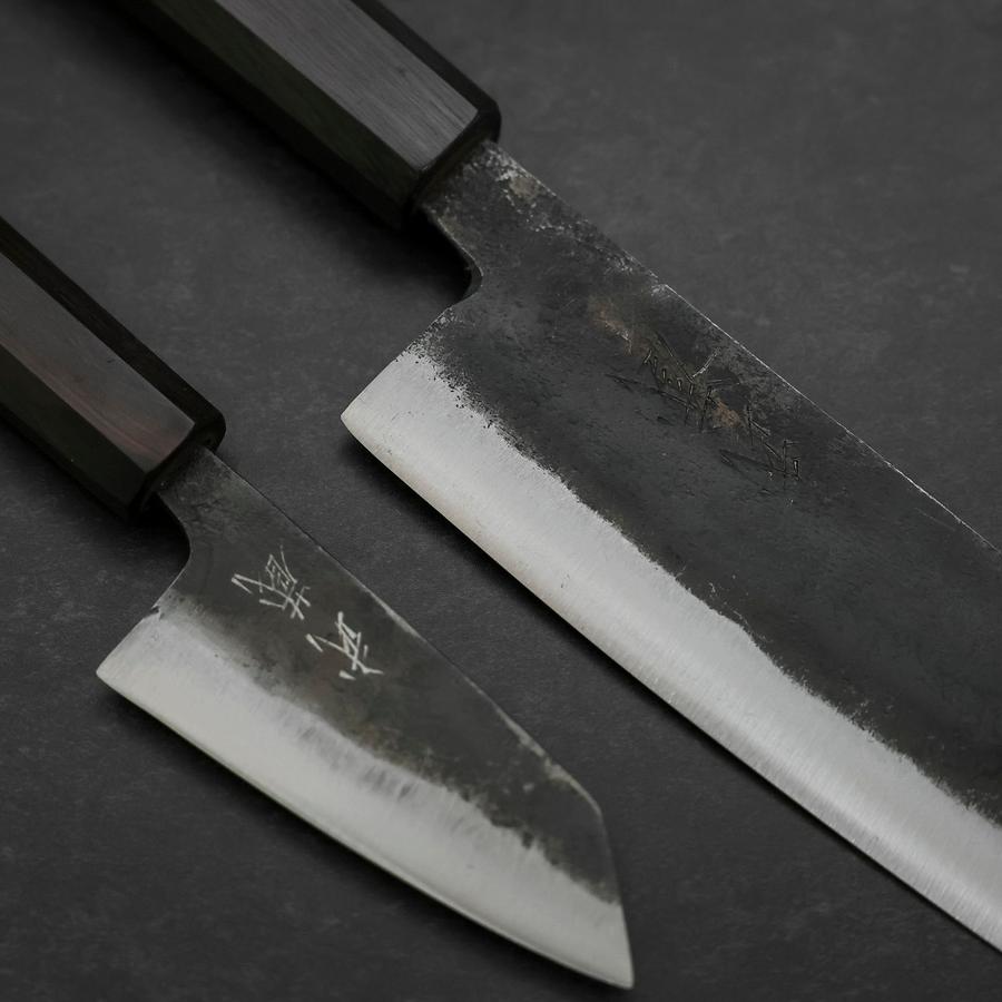 Bunka & Kobunka Blue Steel #2 Kurouchi Ebony Handle Sakura Set