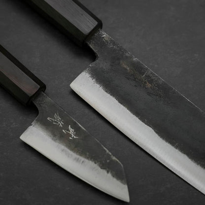 Bunka & Kobunka Blue Steel #2 Kurouchi Ebony Handle Sakura Set