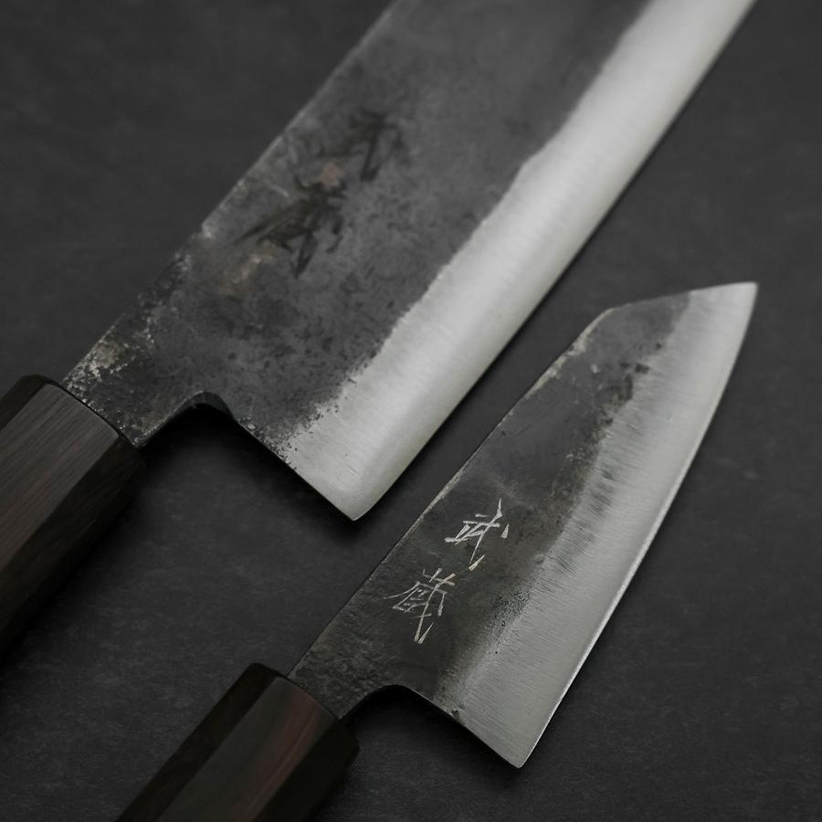 Bunka & Kobunka Blue Steel #2 Kurouchi Ebony Handle Sakura Set