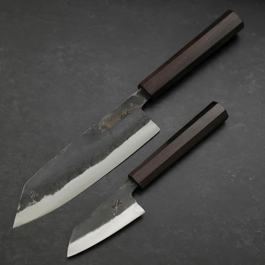 Bunka & Kobunka Blue Steel #2 Kurouchi Ebony Handle Sakura Set