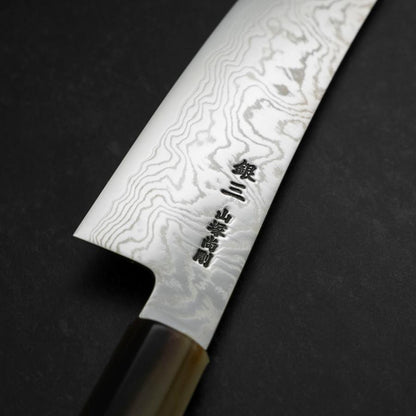 Bunka Silver Steel #3 Damascus Buffalo Turquoise Handle 180mm