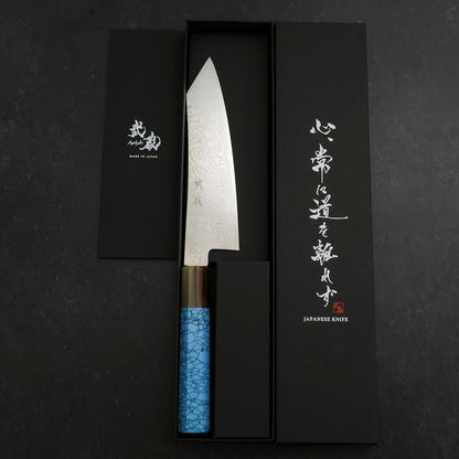 Bunka Silver Steel #3 Damascus Buffalo Turquoise Handle 180mm