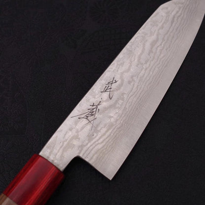Bunka Silver Steel #3 Nickel Damascus Walnut Red Handle 170mm