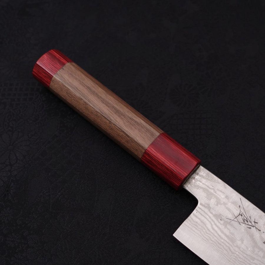 Bunka Silver Steel #3 Nickel Damascus Walnut Red Handle 170mm