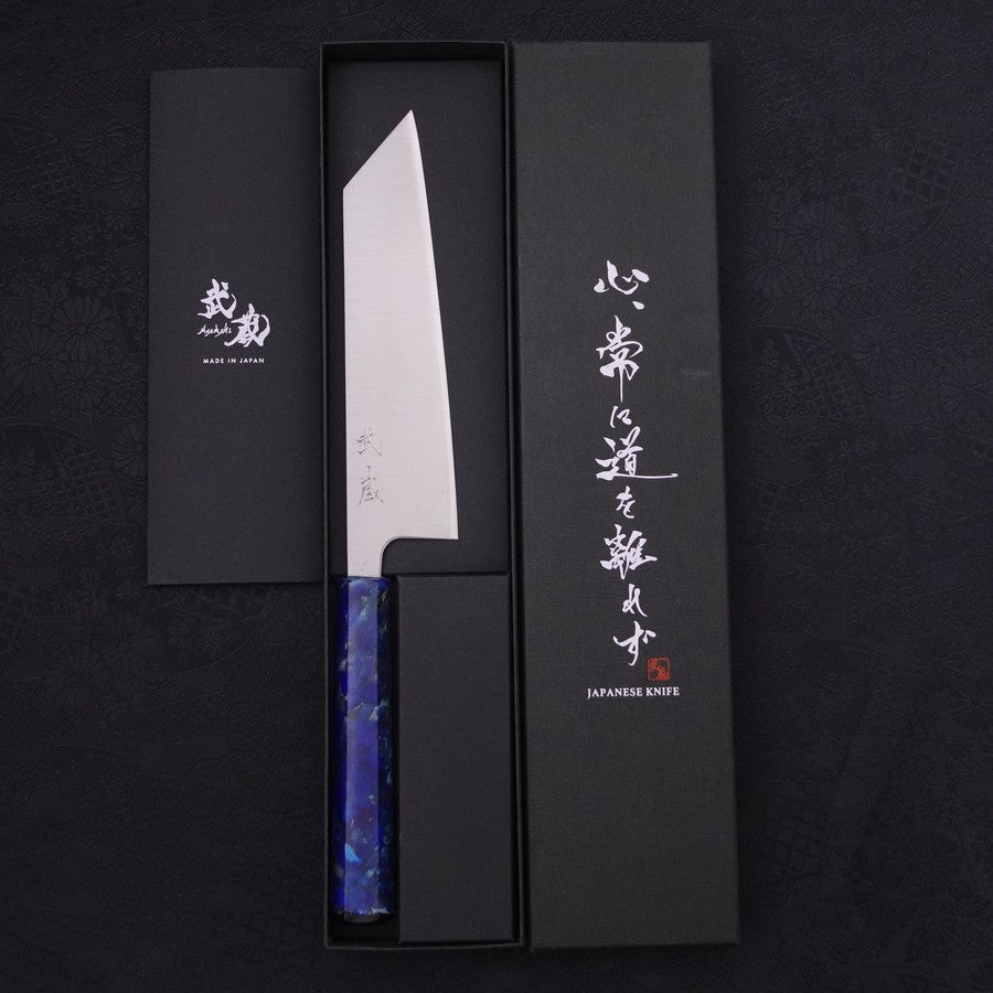 Bunka Silver Steel #3 Polished Ocean Blue Handle 170mm