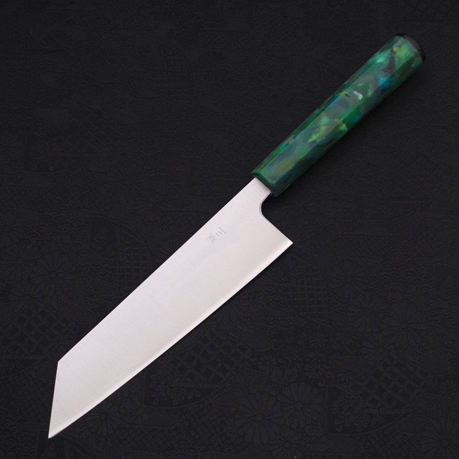 Bunka Silver Steel #3 Polished Ocean Green Handle 170mm
