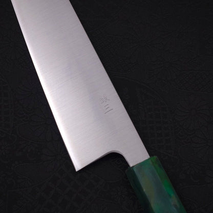 Bunka Silver Steel #3 Polished Ocean Green Handle 170mm
