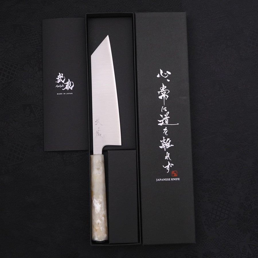 Bunka Silver Steel #3 Polished Ocean White Handle 170mm