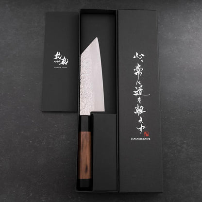 Bunka Silver Steel #3 Tsuchime Damascus Walnut Handle 150mm