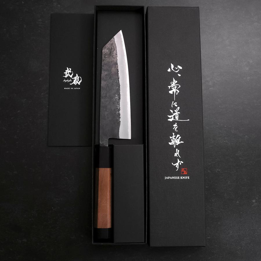 Bunka Stainless Clad Blue Steel #2 Kurouchi Walnut Handle 165mm