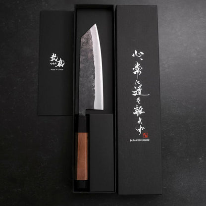 Bunka Stainless Clad Blue Steel #2 Kurouchi Walnut Handle 165mm