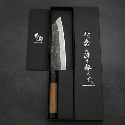Bunka Stainless Clad Blue Steel #2 Kurouchi Walnut Handle 180mm