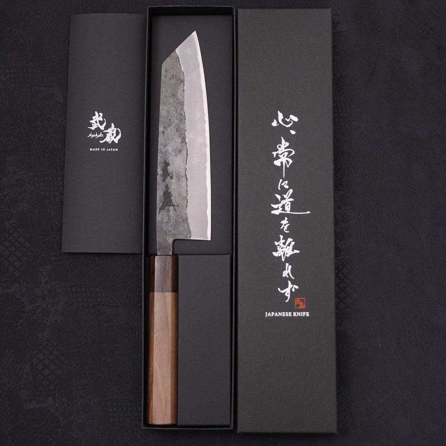 Bunka Stainless Clad Blue Steel #2 Kurouchi Walnut Shitan Handle 180mm