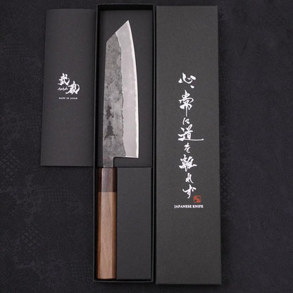 Bunka Stainless Clad Blue Steel #2 Kurouchi Walnut Shitan Handle 180mm