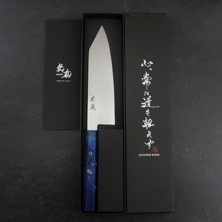 Bunka VG-10 Damascus Blue Birch Handle 180mm (7”)-[Musashi]-[Japanese-Kitchen-Knives]
