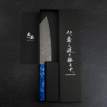 Bunka VG-10 Damascus Ocean Blue Handle 180mm